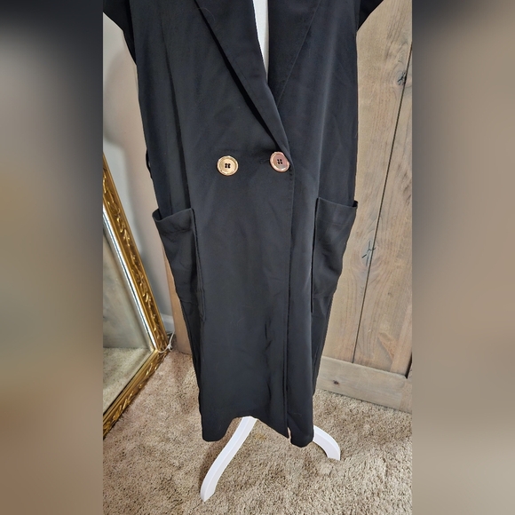 ZARA Suit Style Double Button Midi Dress In Black. Size XS NWOT - Picture 12 of 16